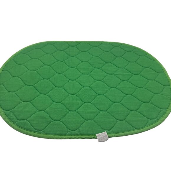 Ocean House Quilted Oval Table Mats Green Cotton Set Of 4 - Picture 3 of 4